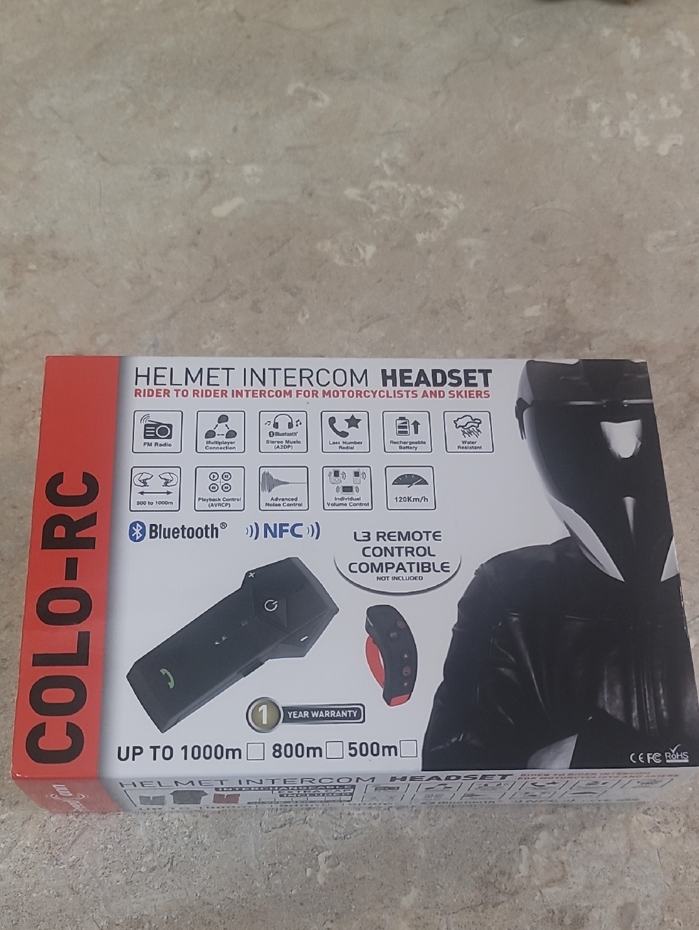Helmet Intercom Headset - Black and Red